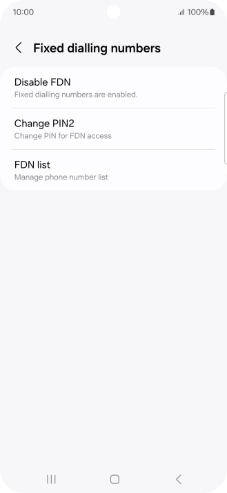 Press Disable FDN. Press Disable FDN.