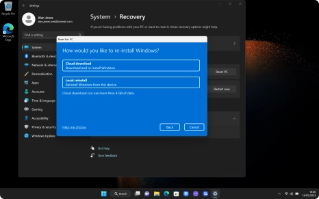 Click the required setting. Click the required setting.