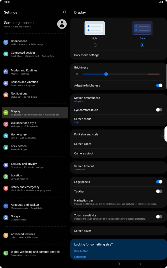 Press Dark mode settings. Press Dark mode settings.