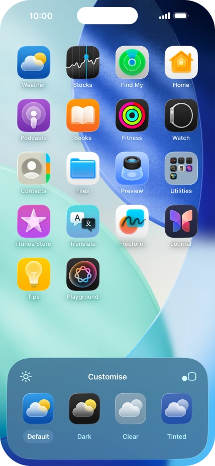 Press the required setting to select the size of app icons on the home screen. Press the required setting to select the size of app icons on the home screen.