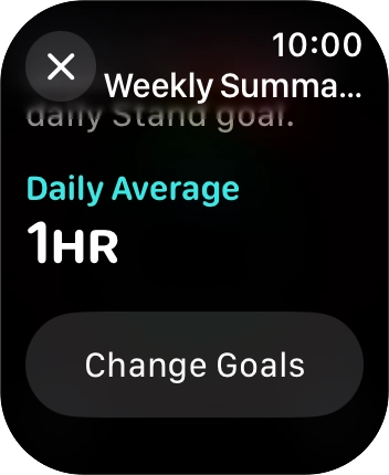Follow the instructions on the screen to see an activity summary for the current week or to adjust the daily activity goal.