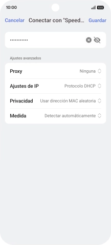 Introduce la contraseña de la red wifi y pulsa Guardar. Introduce la contraseña de la red wifi y pulsa Guardar.