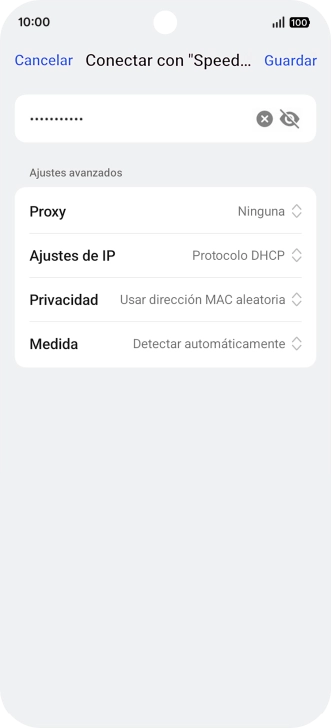 Introduce la contraseña de la red wifi y pulsa Guardar. Introduce la contraseña de la red wifi y pulsa Guardar.