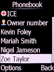Select any contact and press the Left selection key. Select any contact and press the Left selection key.