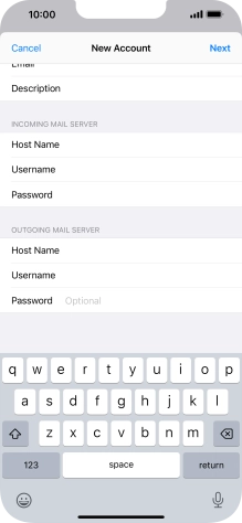 Press Password and key in the password for your email account. Press Password and key in the password for your email account.