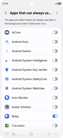 Press the indicators next to the required apps to turn the function on or off. Press the indicators next to the required apps to turn the function on or off.