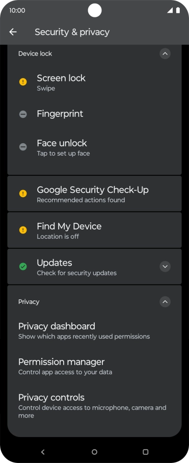 Press Privacy dashboard. Press Privacy dashboard.