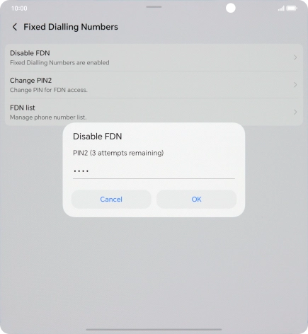 Key in your PIN2 and press OK. The default PIN2 is 1111.