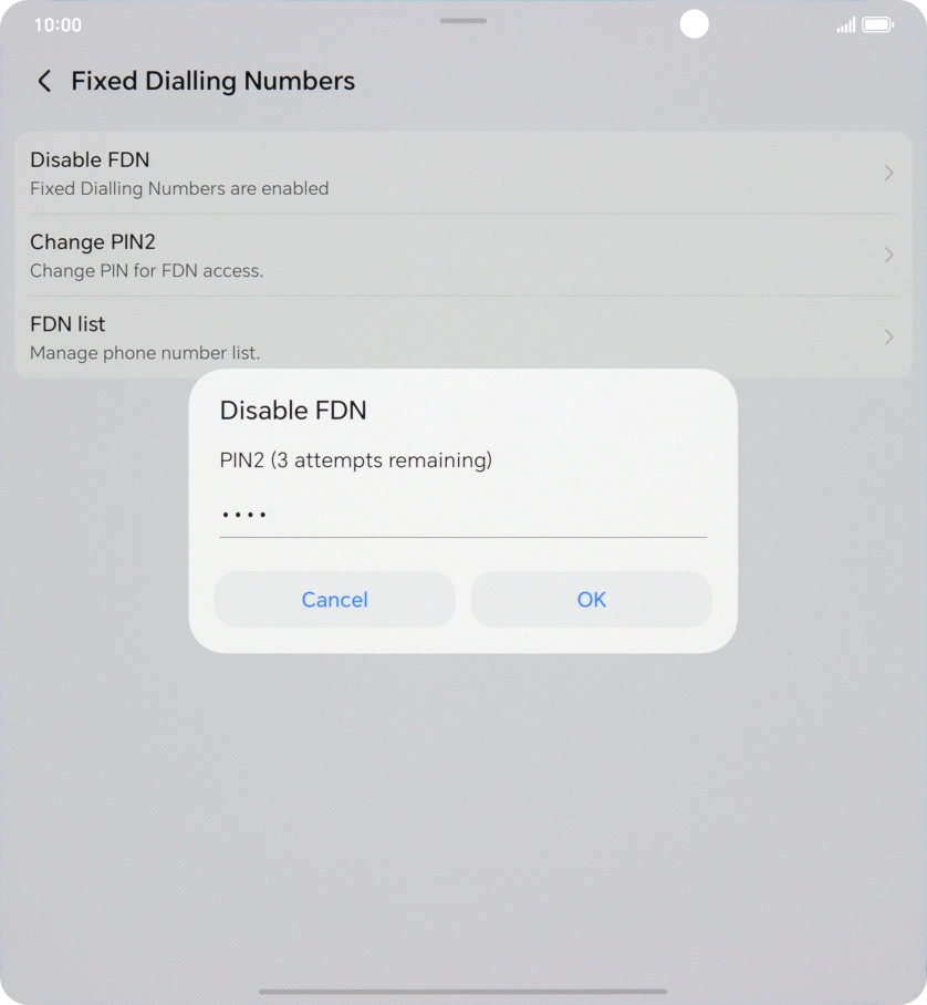 Key in your PIN2 and press OK. The default PIN2 is 1111.