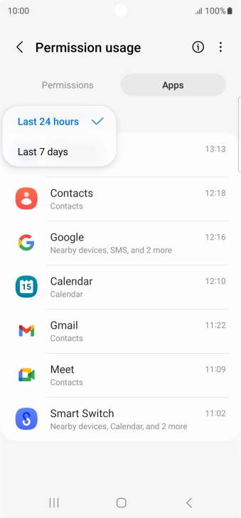 Press the required setting. Press the required setting.
