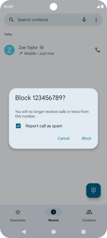 To report the number as spam, press the field next to To report the number as spam, press the field next to