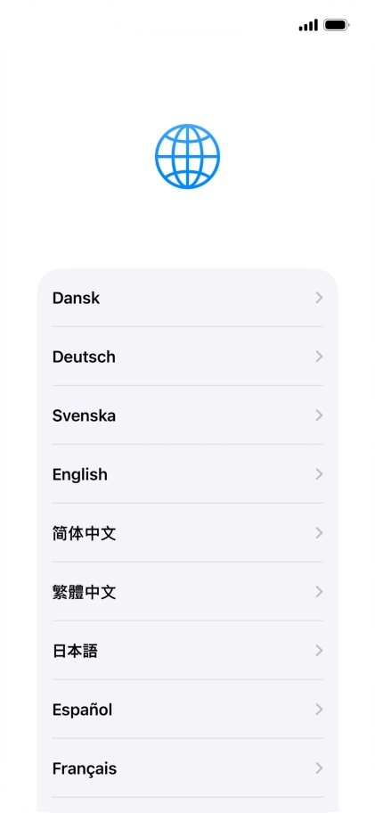 Press the required language. Press the required language.