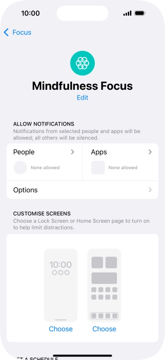 Press People and follow the instructions on the screen to select which contacts you would like to receive calls and notifications from when the selected focus mode is active.