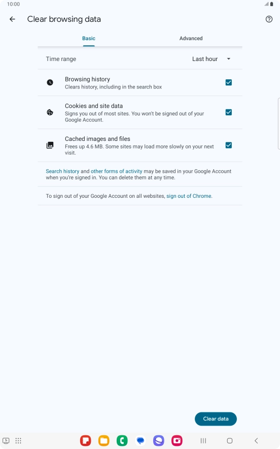 Press the fields next to the required data types. Press the fields next to the required data types.