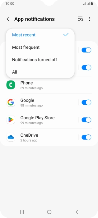 Press the required setting. Press the required setting.