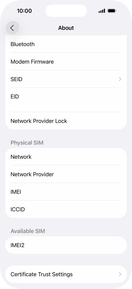 Your phone's EID number is displayed below EID. Your phone's EID number is displayed below EID.