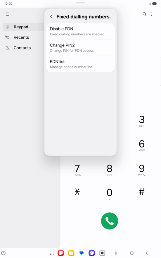 Press Disable FDN. Press Disable FDN.