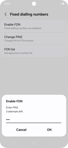 Key in your PIN2 and press OK. The default PIN2 is 1111.