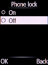 Select Off and press the Left selection key.