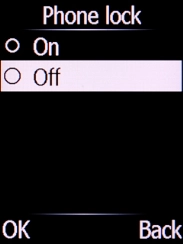 Select Off and press the Left selection key. Select Off and press the Left selection key.