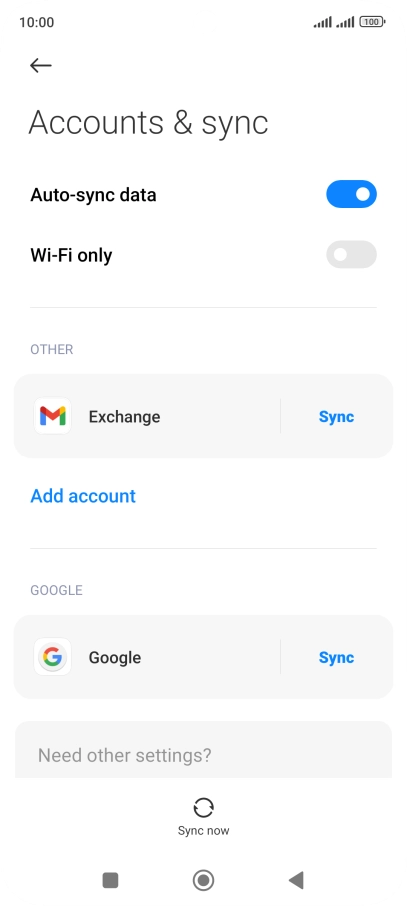 Press the required email account. Press the required email account.