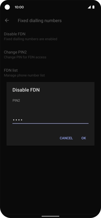 Key in your PIN2 and press OK. The default PIN2 is 1111.
