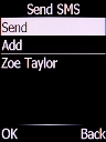 Select Send and press the Left selection key.