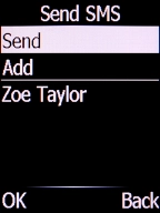 Select Send and press the Left selection key.
