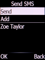 Select Send and press the Left selection key.