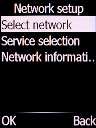 Select Select network and press the Left selection key.