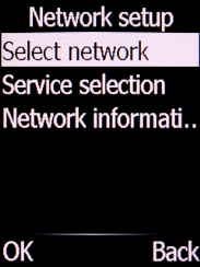Select Select network and press the Left selection key.