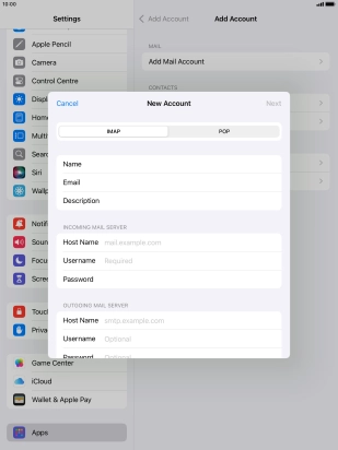 Press IMAP.