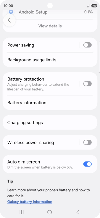 Press Battery protection. Press Battery protection.