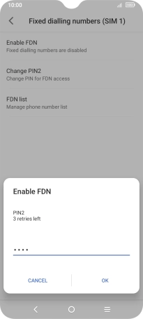 Key in your PIN2 and press OK. The default PIN2 is 1111.