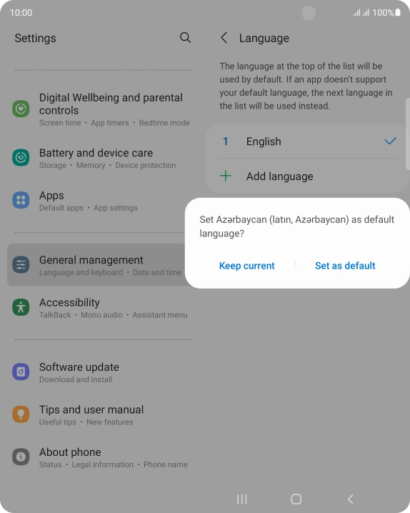 To select the new language as the default phone language, press Set as default. To select the new language as the default phone language, press Set as default.