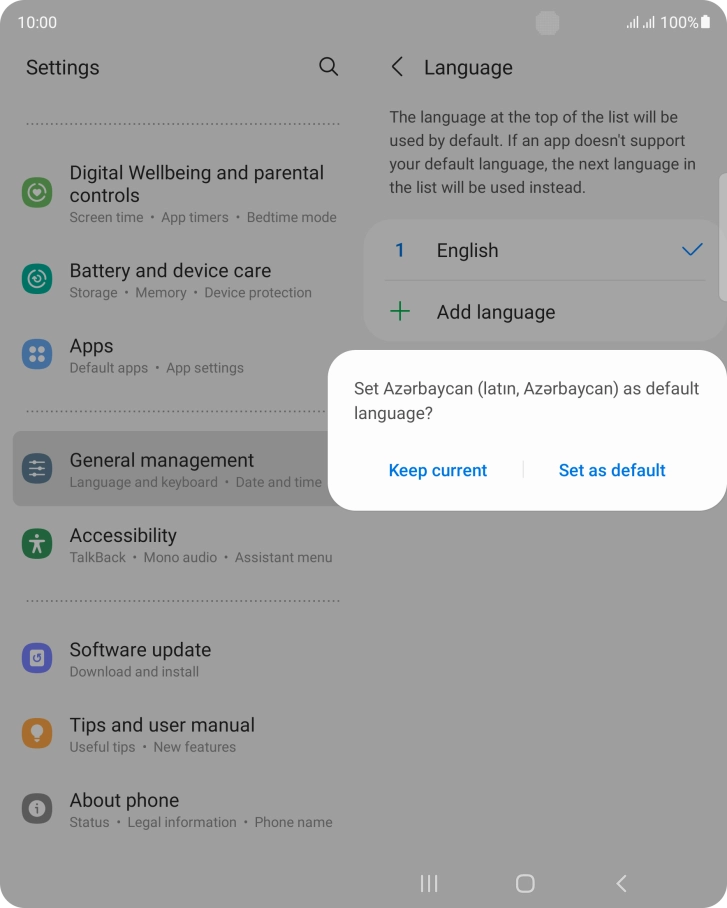 To select the new language as the default phone language, press Set as default. To select the new language as the default phone language, press Set as default.