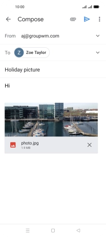 Press the send icon when you've finished your email message.