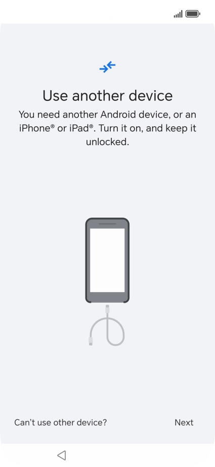 Press Can't use other device?. Press Can't use other device?.