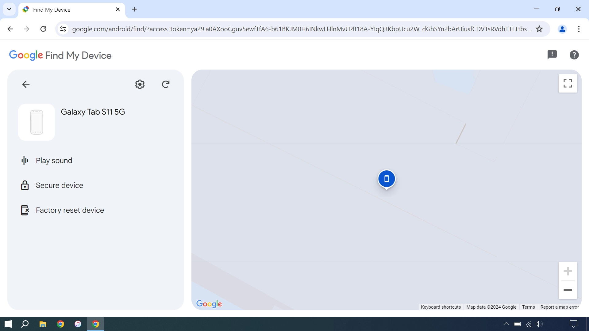 Your tablet's latest position is displayed on the map.