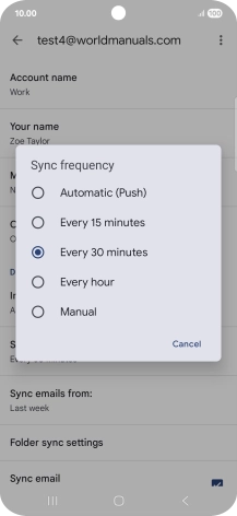 Press the required setting.