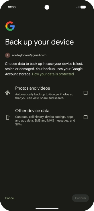 Press the fields next to the required data types to select them. Press the fields next to the required data types to select them.