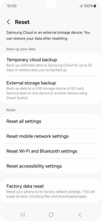 Press Factory data reset.