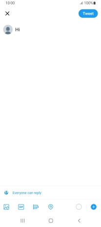 Write the required text and press Tweet. Write the required text and press Tweet.