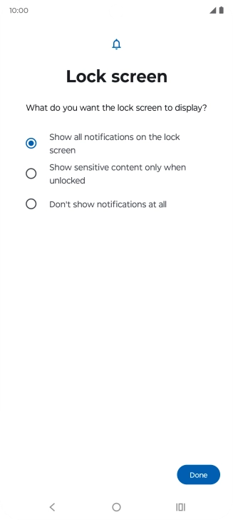 Press the required setting. Press the required setting.