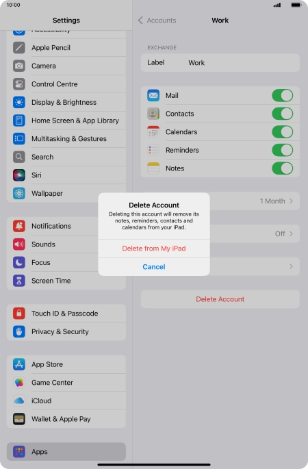 Press Delete from My iPad.