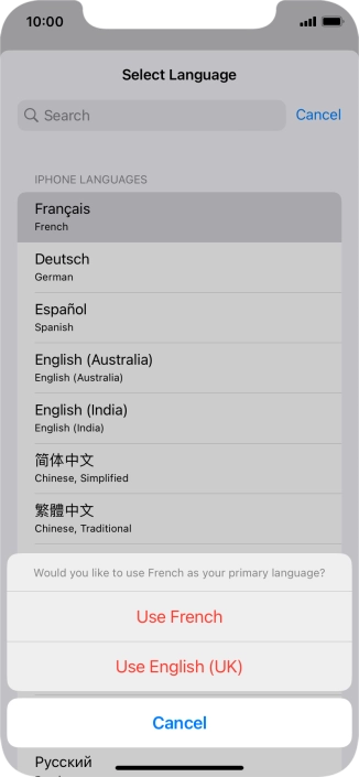 To select the new language as the default phone language, press Use ‹language› . To select the new language as the default phone language, press Use ‹language› .