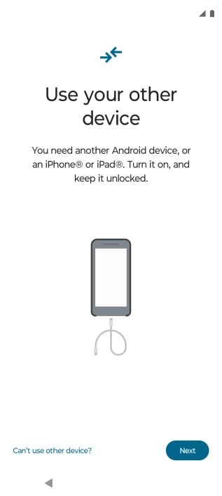 Press Can't use other device?. Press Can't use other device?.