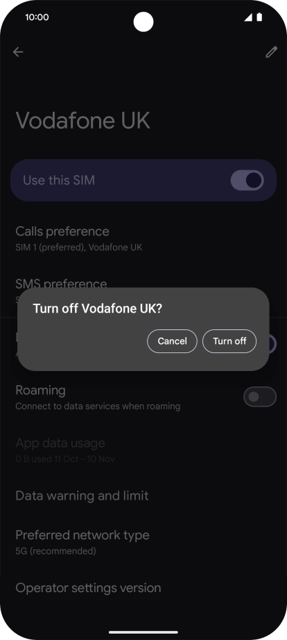 If you turn off use of the price plan, press Turn off.