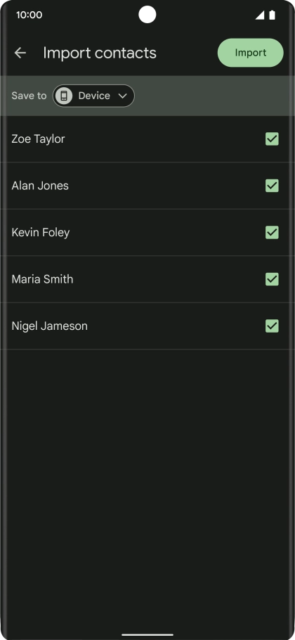 Press the fields next to the required contacts. Press the fields next to the required contacts.