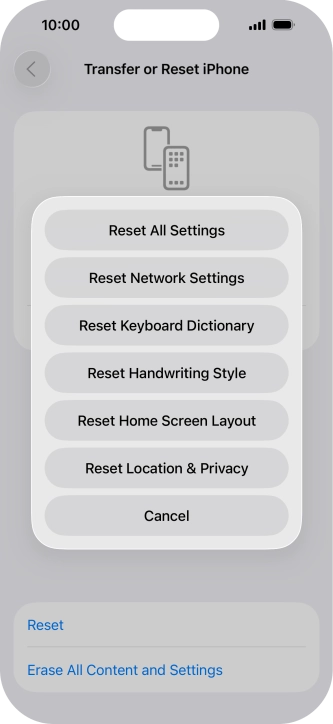 Press Reset All Settings. Press Reset All Settings.